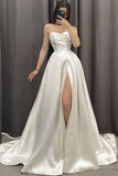 Ivory Strapless Corset A-line Evening Dress Formal Gown