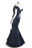 Princess Diana Dark Navy Velvet Off-the-shoulder Prom Dress