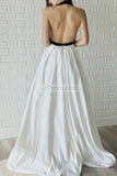 Elegant Deep V-Neck Halter A-Line Prom Gown Evening Dress Dresses