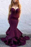 Sexy Fuchsia Strapless Sweetheart Ruffled Mermaid Long Prom Dress