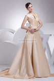 Champagne Cut Out A-line Ball Gown Prom Dress2