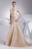 Champagne Cut Out A-line Ball Gown Prom Dress3