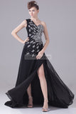 Gorgeous Black Beaded One Shoulder Evening Formal Dress 