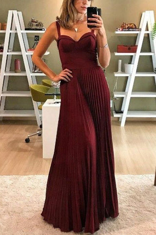 Gorgeous Burgundy Sweetheart Pleated Formal Dresses Evening Gown