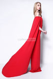 Elegant Red Off Shoulder Long Evening Prom Dress
