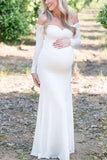 Ivory Off-the-shoulder Long Mermaid Maternity Dress