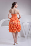 Orange Ruffle Strapless Short Prom Bridesmaid Dress
