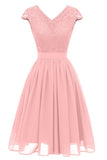 Pink A-line Cap Sleeves Homecoming Dress