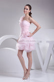 Pink One Shoulder Fit And Flare Short Homecoming Dress