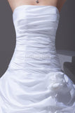 White Elegant Fluffy Strapless Ball Gown Rufffled Wedding dress
