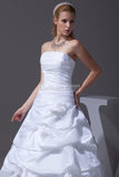 White Elegant Fluffy Strapless Ball Gown Rufffled Wedding dress