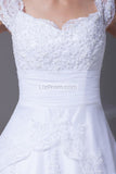 White Elegant Cap Sleeves Wedding Dress Long Bridesmaid Dress