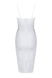 White Sequined V-neck Spaghetti Straps Bandage Dress