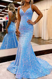 Backless Velvet Sequined Mermaid Sparkly Prom Dress