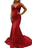 Backless Velvet Sequined Mermaid Sparkly Prom Dress