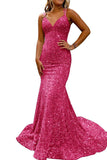 Backless Velvet Sequined Mermaid Sparkly Prom Dress