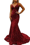 Backless Velvet Sequined Mermaid Sparkly Prom Dress