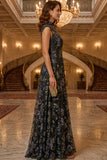 Black Embroidered Cap Sleeves Prom Dress - alternate view