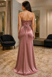Sexy Cowl-Neck High Slit Backless Prom Dress - back
