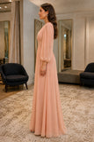 Plus Size Long-Sleeve A-line Prom Bridesmaid Dress - side