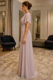 V-Neck Flutter-Sleeve Chiffon Prom Bridesmaid Dress - side