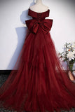 Burgundy Off-the-shoulder Mermaid Prom Dress Evening Gown