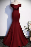 Burgundy Off-the-shoulder Mermaid Prom Dress Evening Gown