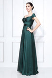 Dark Green Off-the-shoulder A-line Bridesmaid Prom Dress