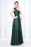 Dark Green Off-the-shoulder A-line Bridesmaid Prom Dress