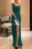 Black One-shoulder Sleeveless Prom Dress Formal Gown