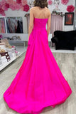 Fuchsia Strapless Ruffled Sexy Evening Dress Formal Gown