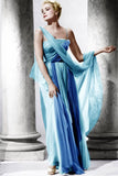 Celebrity Inspired Two-tone Blue Chiffon Dress