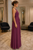 Grape Criss-Cross Ruffle Chiffon Prom Bridesmaid Dress - side