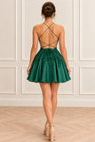 Green Sexy Applique Backless Spaghetti Straps Homecoming Dress