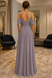 Cold-Shoulder V-Neck Pockets Backless Prom Bridesmaid Dress - back