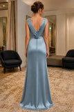 High Slit Cowl-Neck Backless Prom Formal Dress - back