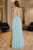 Sexy High Slit Cutout Chiffon Prom Formal Dress - back
