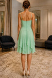 Mint Spaghetti Strap Ruffle Chiffon Cocktail Dress - back
