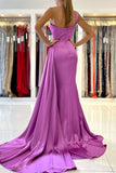 Chic One-shoulder Violet Mermaid Bridesmaid Dress Evening Gown