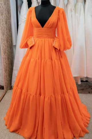 files/Orange-Puffy-Sleeves-Deep-V-neck-Ball-Gown.jpg