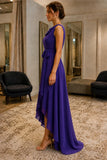 Regency Cowl-Neck High-Low Prom Junior Bridesmaid Dress - side