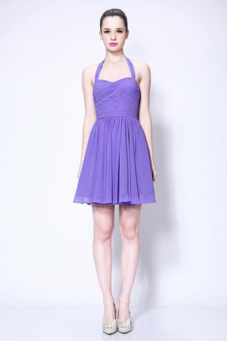 short purple bridesmaid dresses under 100 Purple Tea Length Bridesmaid Dresses Under 100 Lavender Chiffon Bridesmaid Dress: Short Sleeve Party Sundress
