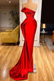 Rotes schulterfreies langes Abend-Ballkleid