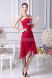 Red Strapless Short Prom Homecoming Dress