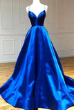 Fabulous Royal Blue Satin Backless Formal Dress