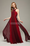 Sexy Burgundy Two-Tones Pleated Prom Long Dress