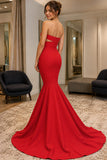Sexy Red Mermaid Cut Out Sweetheart Prom Dress