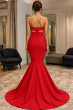 Sexy Red Mermaid Cut Out Sweetheart Prom Dress