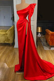 Sexy Red One-sleeve High Slit Formal Dress