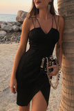 Sexy Black Spaghetti Straps Tight Dress Holiday Dress